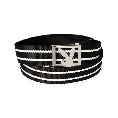 Black and White Stripe Playboy Bunny Belt