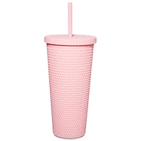 Textured Pink Playboy Cup with Straw - 20 oz.
