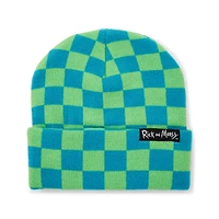 Green and Blue Checkered Beanie Hat - Rick and Morty