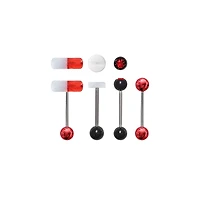 Multi-Pack Red White and Black Pill Barbell 4 Pack - 14 Gauge