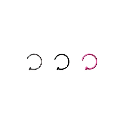 Multi-Pack Colored Half Hoop Nose Rings 3 Pack - 20 Gauge