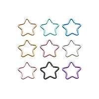 Multi-Pack Multi-Color Star Seamless Hoop Nose Rings 9 Pack - 20 Gauge