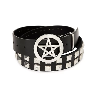 Black Studded Pentagram Belt