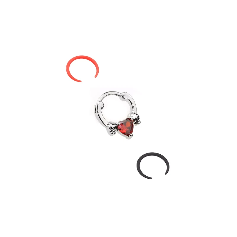 Multi-Pack CZ Heart Septum Clicker and Retainers 3 Pack- 16 Gauge