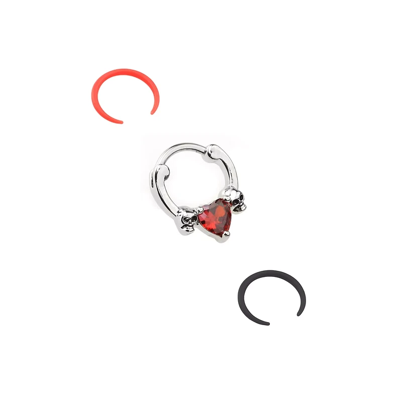 Multi-Pack CZ Heart Septum Clicker and Retainers 3 Pack- 16 Gauge