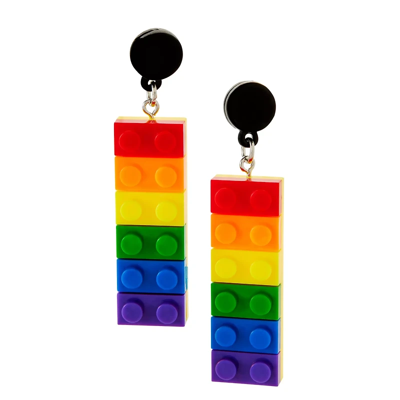 Rainbow Lego Dangle Earrings