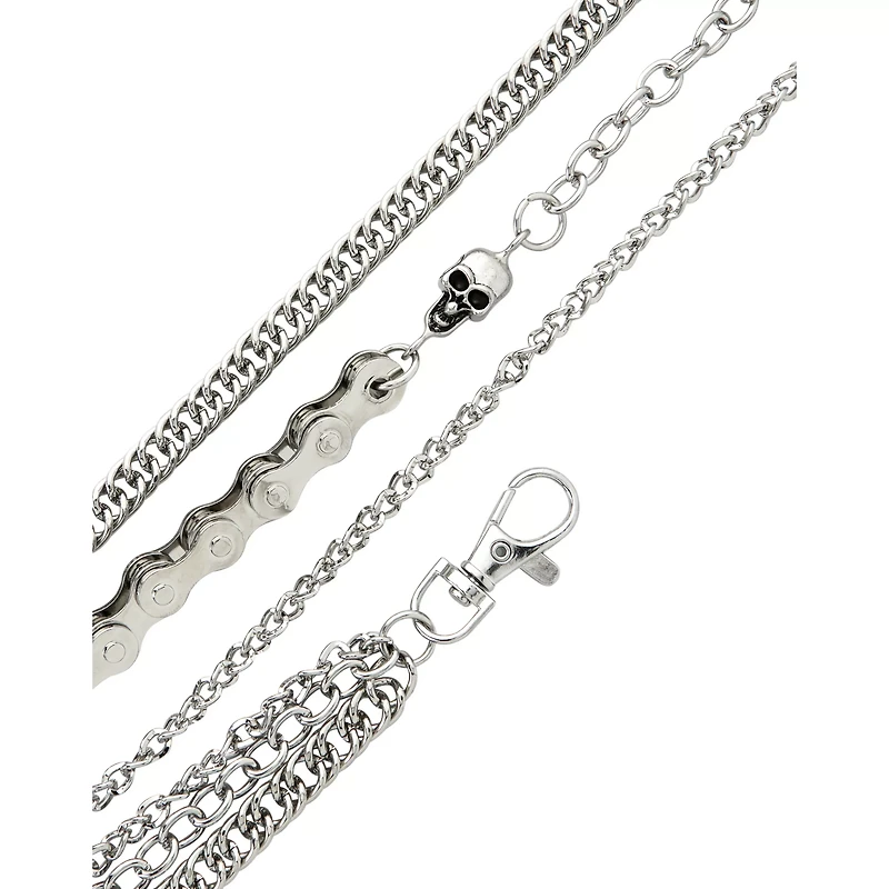 Skull and Curb Chain Triple Row Wallet Chain