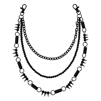 Black Spike and Coil Curb Chain Triple Row Wallet Chain