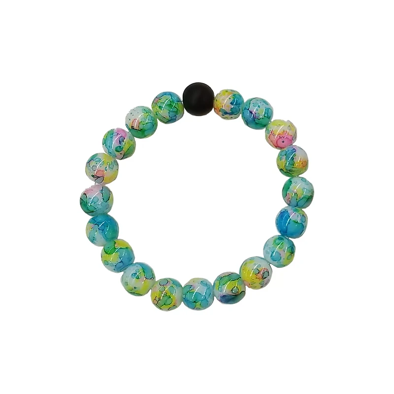 Green Splatter and Black Long Distance Beaded Bracelets - 2 Pack
