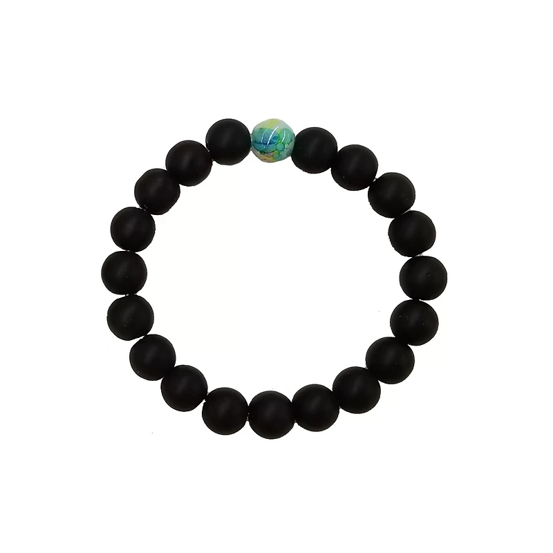 Green Splatter and Black Long Distance Beaded Bracelets - 2 Pack