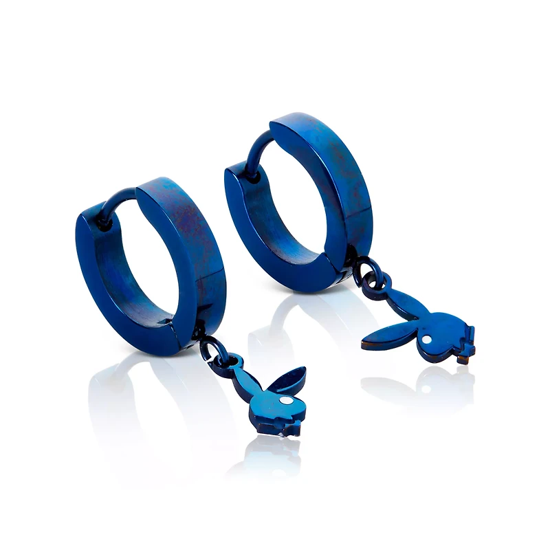 Multi-Pack Blue Playboy Bunny Dangle Hoop Earrings - 3 Pair