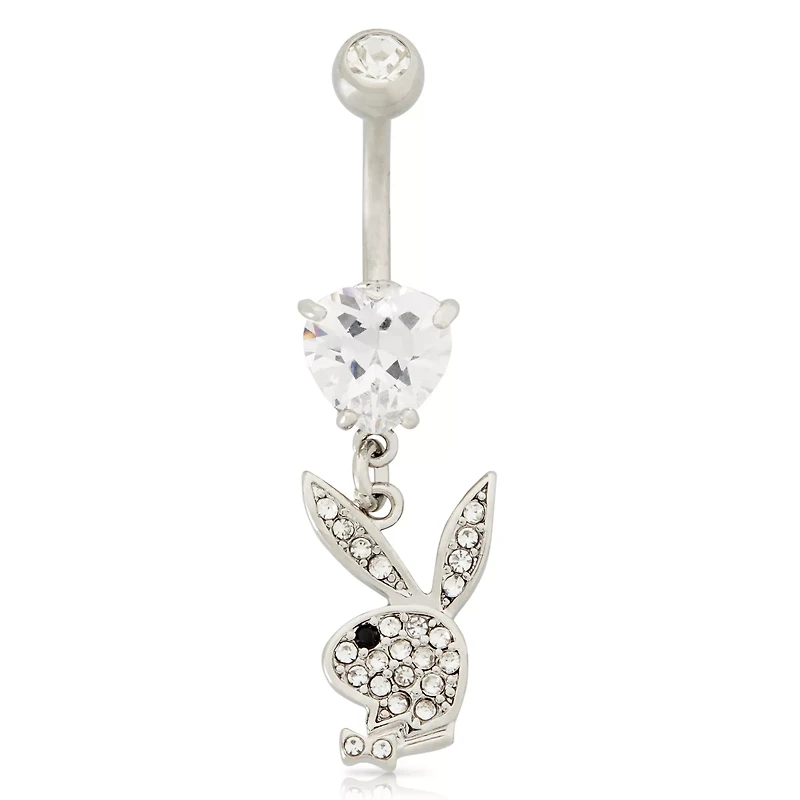 CZ Playboy Bunny Dangle Belly Ring - 14 Gauge