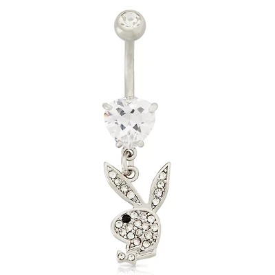 CZ Playboy Bunny Dangle Belly Ring - 14 Gauge