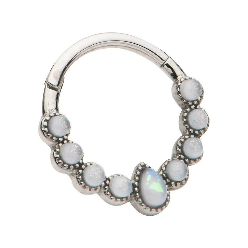 Opal-Effect Clicker Septum Ring - 16 Gauge