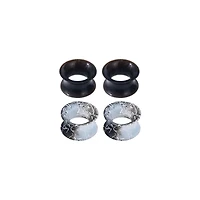 Muti-Pack Black and White Splatter Tunnel Plugs - 2 Pair