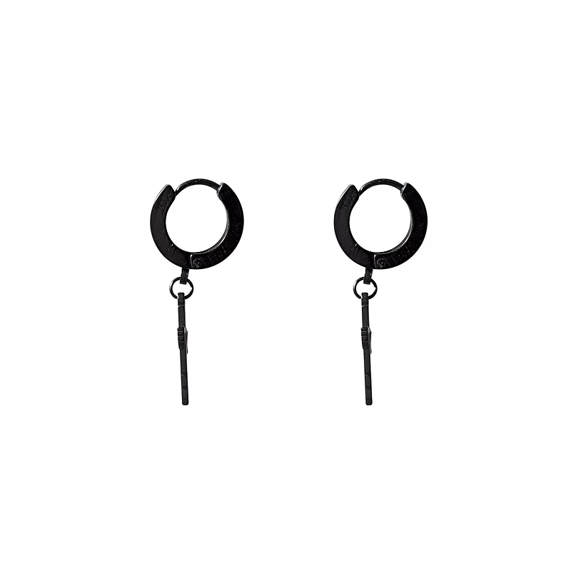 Black Drip Cross Hoop Dangle Earrings