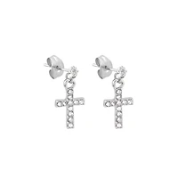 CZ Cross Stud Dangle Earrings