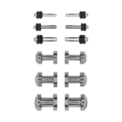 Multi-Pack CZ Silvertone Plugs - 6 Pair
