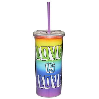 Love Is Love Glitter Cup With Straw - 20 oz.