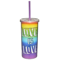 Love Is Love Glitter Cup With Straw - 20 oz.