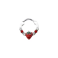CZ Strawberry Hinged Septum Ring - 16 Gauge
