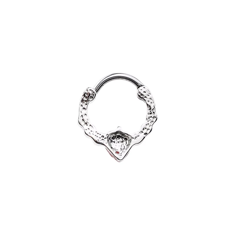 CZ Strawberry Hinged Septum Ring - 16 Gauge