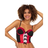 Plus Size Red and Black Lace Cropped Corset Top