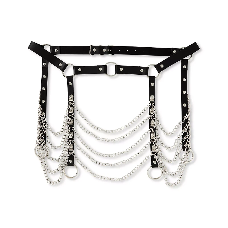 Black Full Chain Adjustable Garter Belt