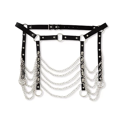Black Full Chain Adjustable Garter Belt