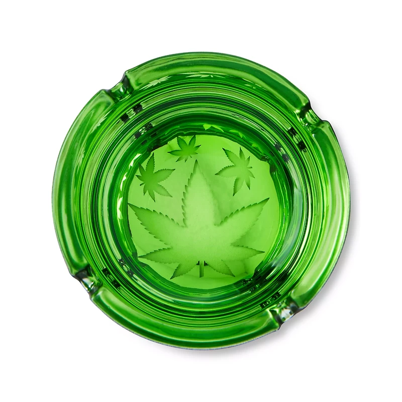 Green Frosted Pot Leaf Ashtray