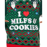 Light-Up I Heart MILFs & Cookies Christmas Sweater