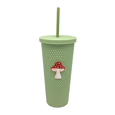 Green Textured Mushroom Cup with Straw - 24 oz.