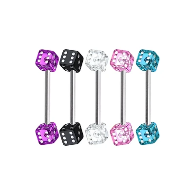 Multi-Pack Acrylic Dice Barbells - 5 Pack