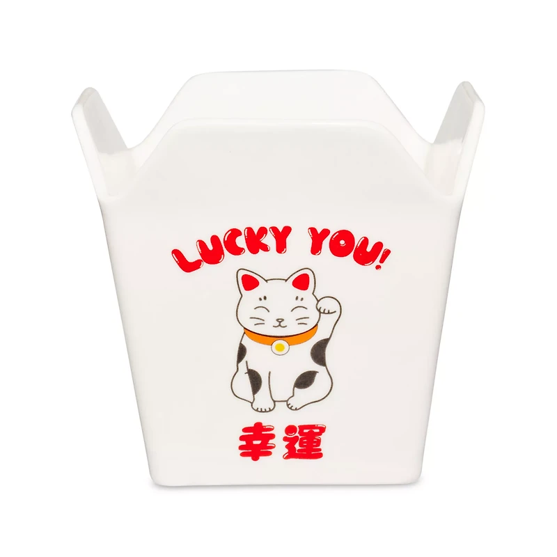 Lucky You Kitty Takeout Bowl with Chopsticks - 14 oz.