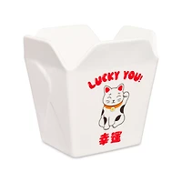 Lucky You Kitty Takeout Bowl with Chopsticks - 14 oz.