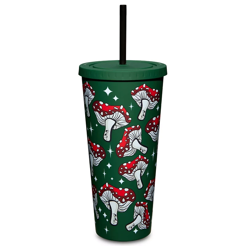 Green Mushroom Cup with Straw - 24 oz.
