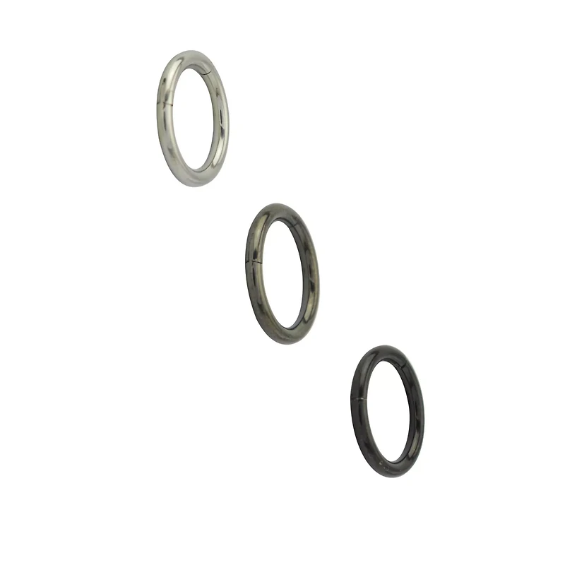 Multi-Pack Black and Gray Clicker Septum Rings 3 Pack - 16 Gauge