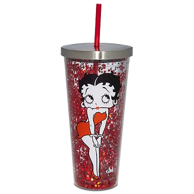 Betty Boop Glitter Cup with Straw - 20 oz.