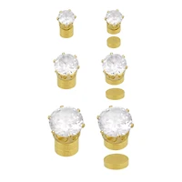 CZ Goldtone Magnetic Fake Earrings - 3 Pair