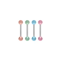 Multi-Pack Multicolor Glitter Barbells 4 Pack - 14 Gauge
