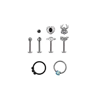 Multi-Pack Spider and Rose Hoops and Pins 6 Pack - 18 Gauge