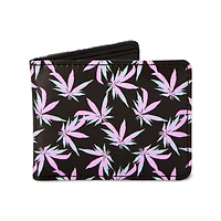 Buckle-Down Pink and Green Weed Leaf Bifold Wallet