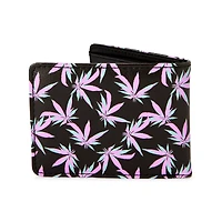 Buckle-Down Pink and Green Weed Leaf Bifold Wallet
