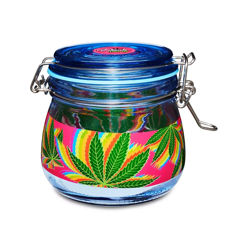 Rainbow Weed Leaf Stash Jar - 16.9 oz.