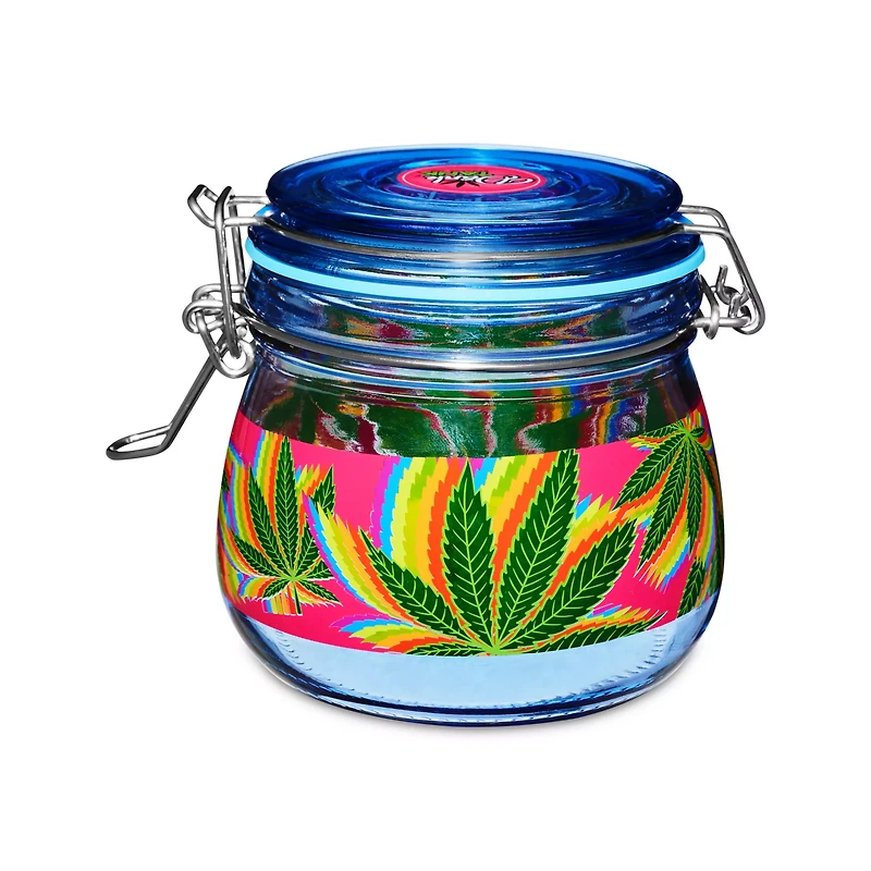 Rainbow Weed Leaf Stash Jar - 16.9 oz.