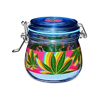 Rainbow Weed Leaf Stash Jar - 16.9 oz.