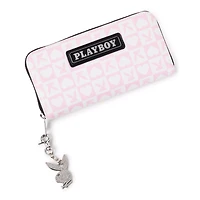 Pink and White Playboy Zip Wallet