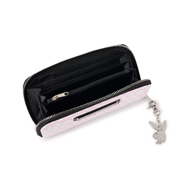 Pink and White Playboy Zip Wallet