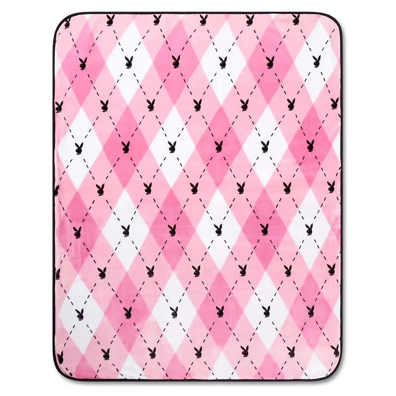 Pink Playboy Plaid Fleece Blanket