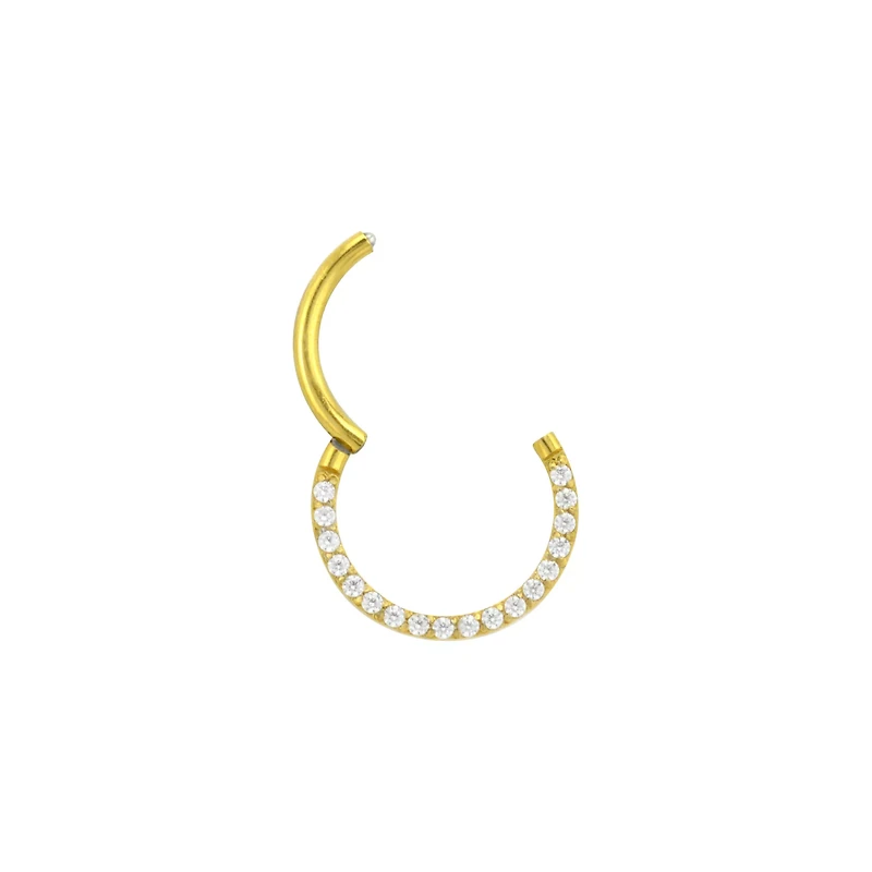 Goldtone CZ Multi-Gem Clicker Septum Ring